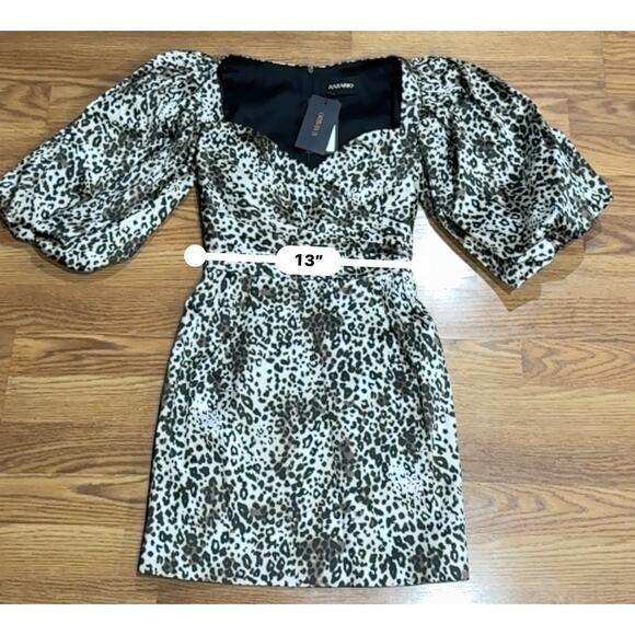 RASARIO Puff Sleeve leopard print Party Mini Dress IT 40 ( US 4) - Picture 6 of 16